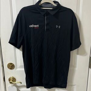 University of Cincinnati Baseball Under Armour Black Polo with Logo